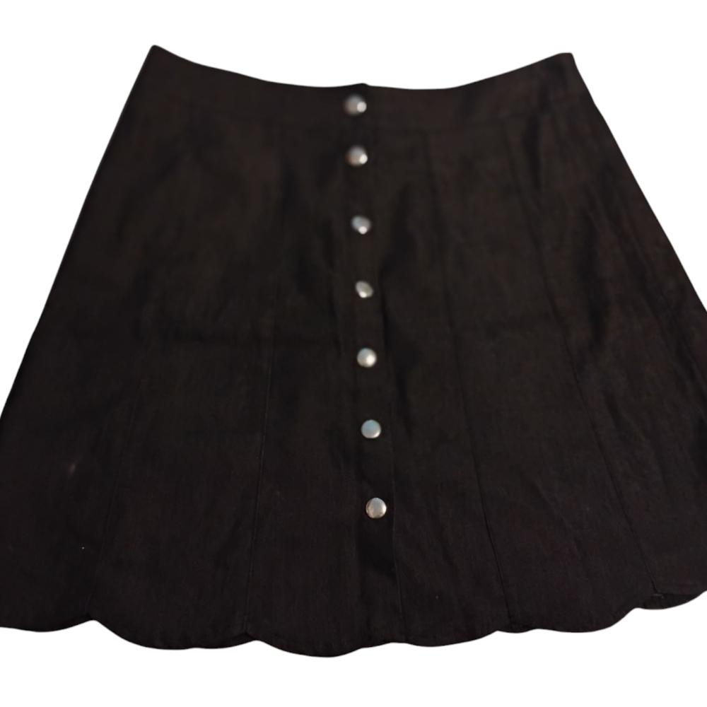 Buttons A-line High Waist Denim Mini Skirt Women's Size Med Button Front Euc
